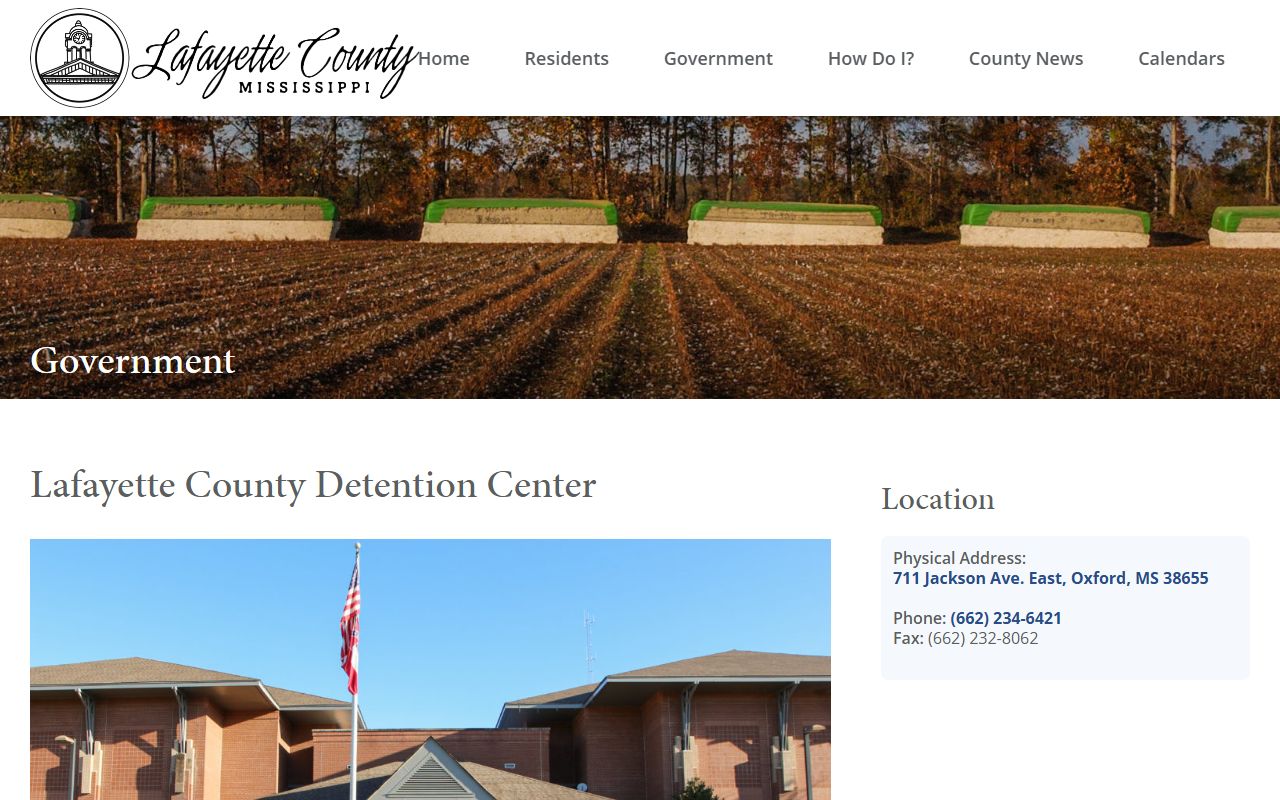 Lafayette County Detention Center inmate custody information page