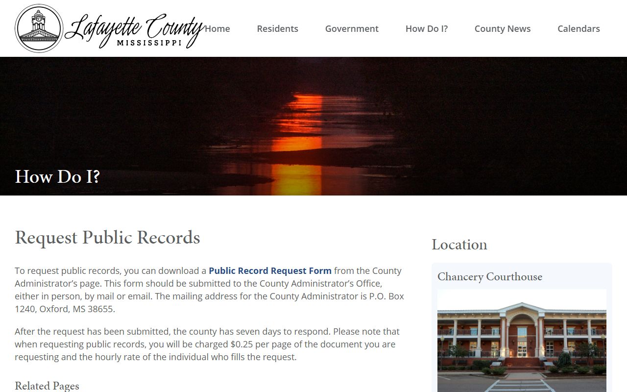 Lafayette County public records request fees for jail booking records